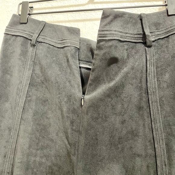 Vintage 90s Women's Larry Levine Black Paneled Midi Faux Suede Skirt - Sz 12 - Picture 10 of 10